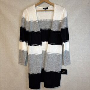 Fortune + Ivy Stitch‎ Fix NWT Small Gray Black White Long Open Cardigan Sweater
